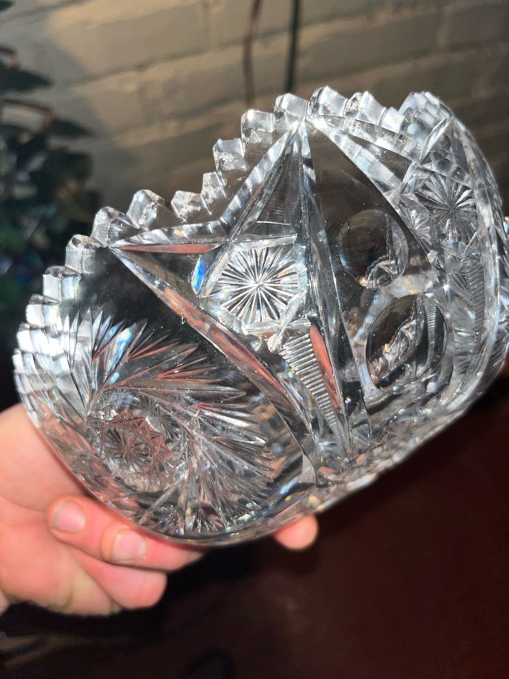 Antique American Brilliant Period Cut Glass Bowl - Buzzsaw Pinwheel & Hobstar - Picture 6 of 9